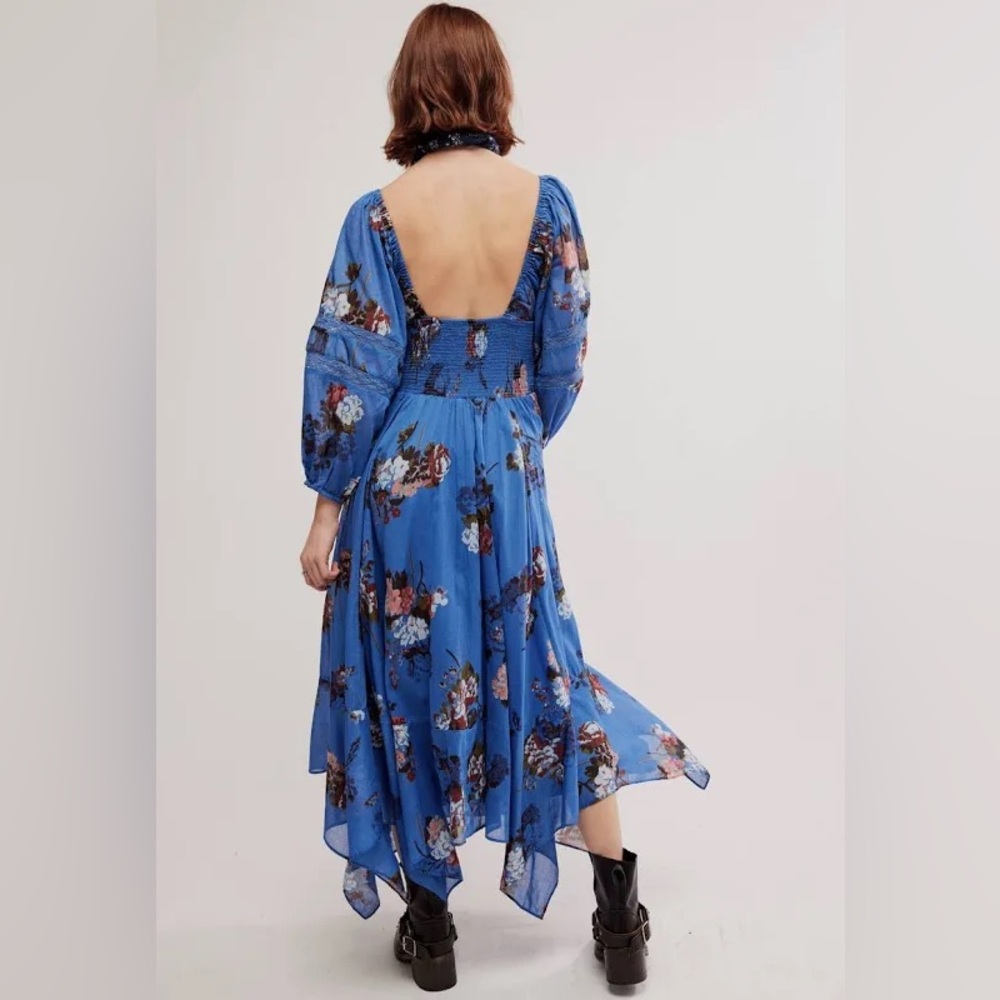 𝓯𝓹 Free People ~ 💙 Morning Glory Maxi Dress in Blue Combo - Picture 6 of 17